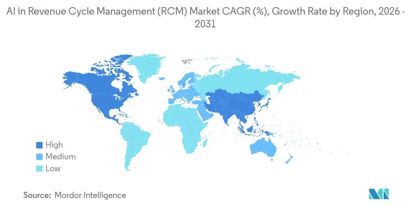 AI in Revenue Cycle Management (RCM) Market CAGR (%), Growth Rate by Region