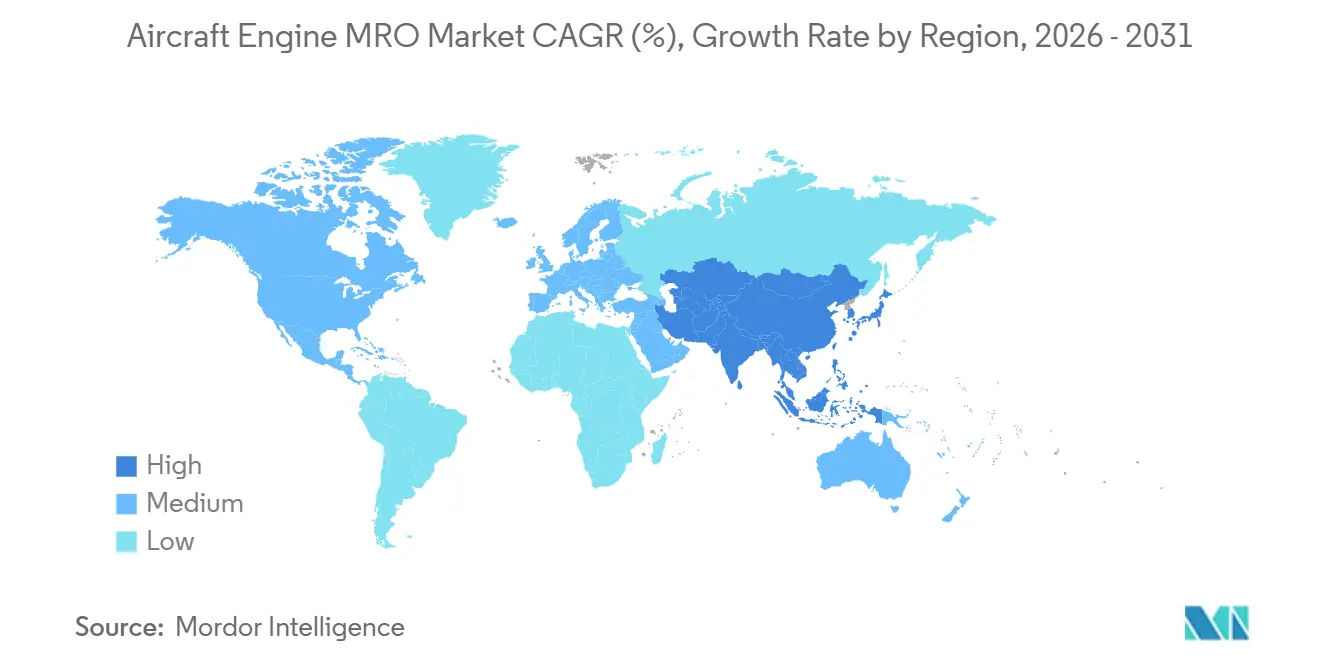 Aircraft Engine MRO Market CAGR (%), Growth Rate by Region