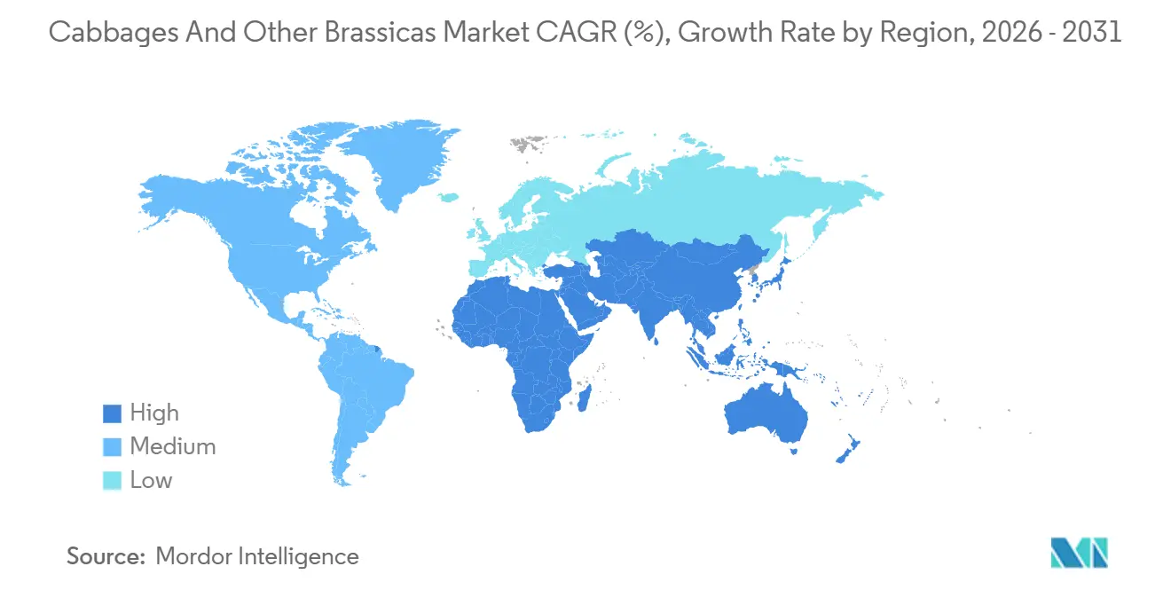 Cabbages And Other Brassicas Market CAGR (%), Growth Rate by Region