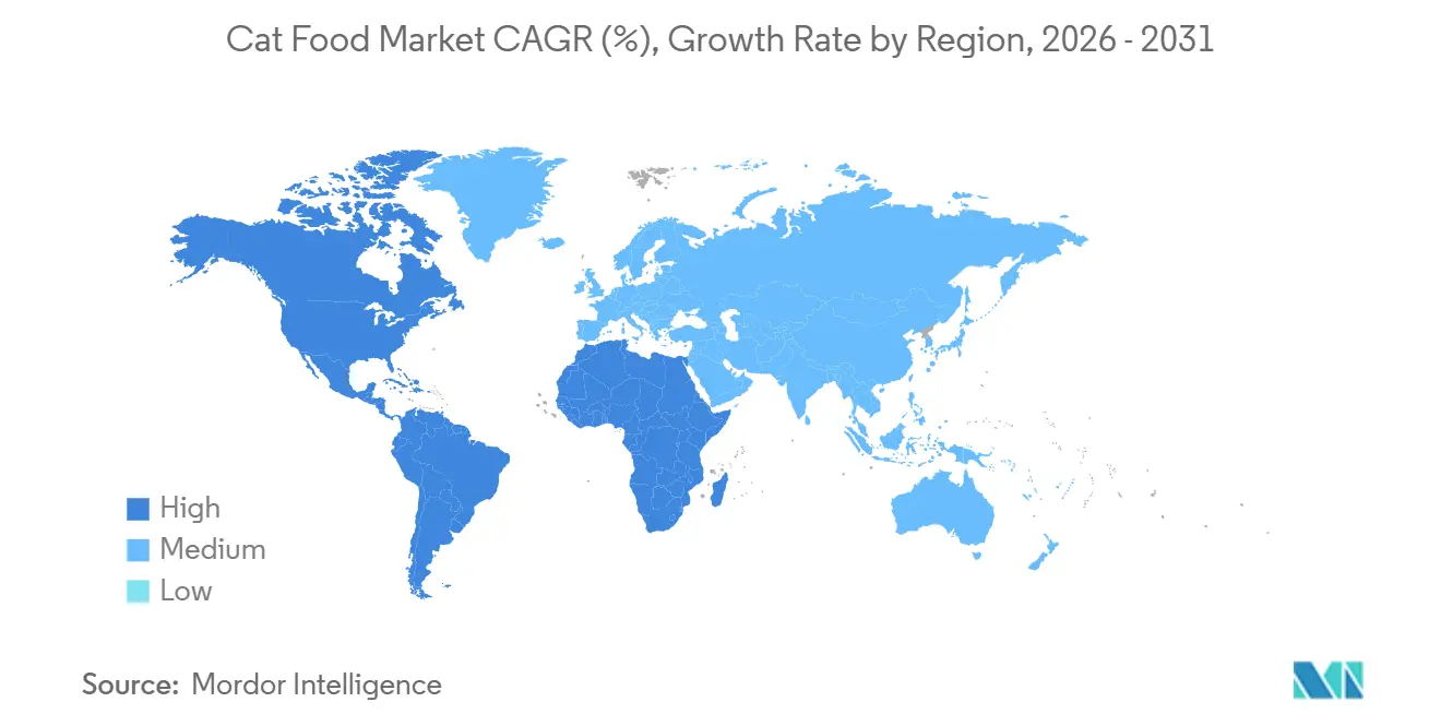 Cat Food Market CAGR (%), Growth Rate by Region