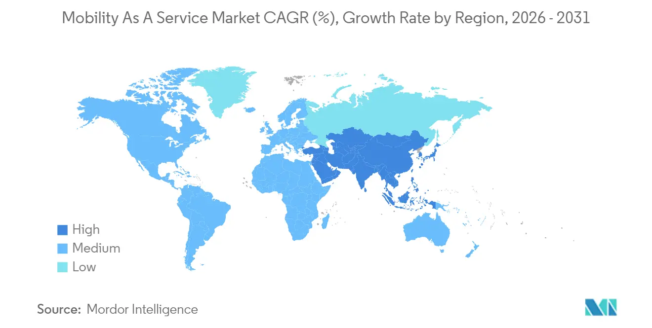 Mobility As A Service Market CAGR (%), Growth Rate by Region