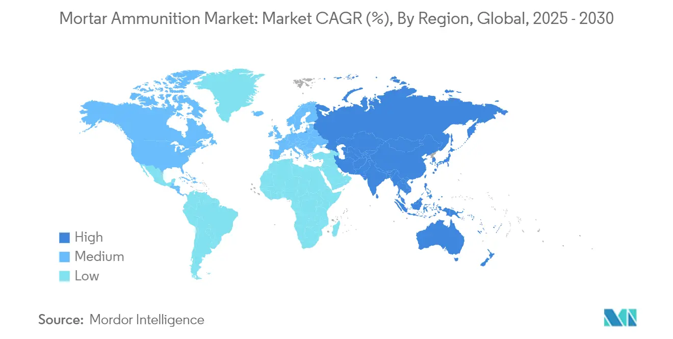 Mortar Ammunition Market: Market CAGR (%), By Region, Global