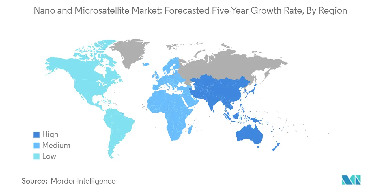 Market Analysis of Nano and Microsatellite Market: Forecasted Growth Rate by Region