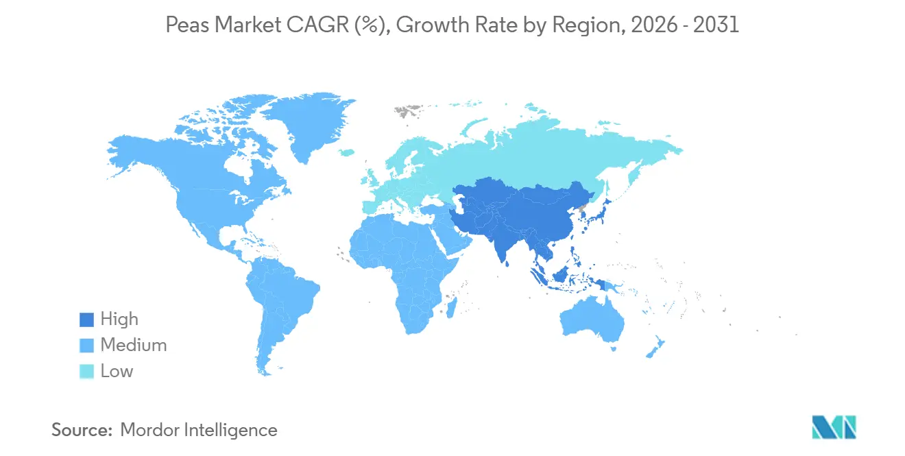 Peas Market CAGR (%), Growth Rate by Region