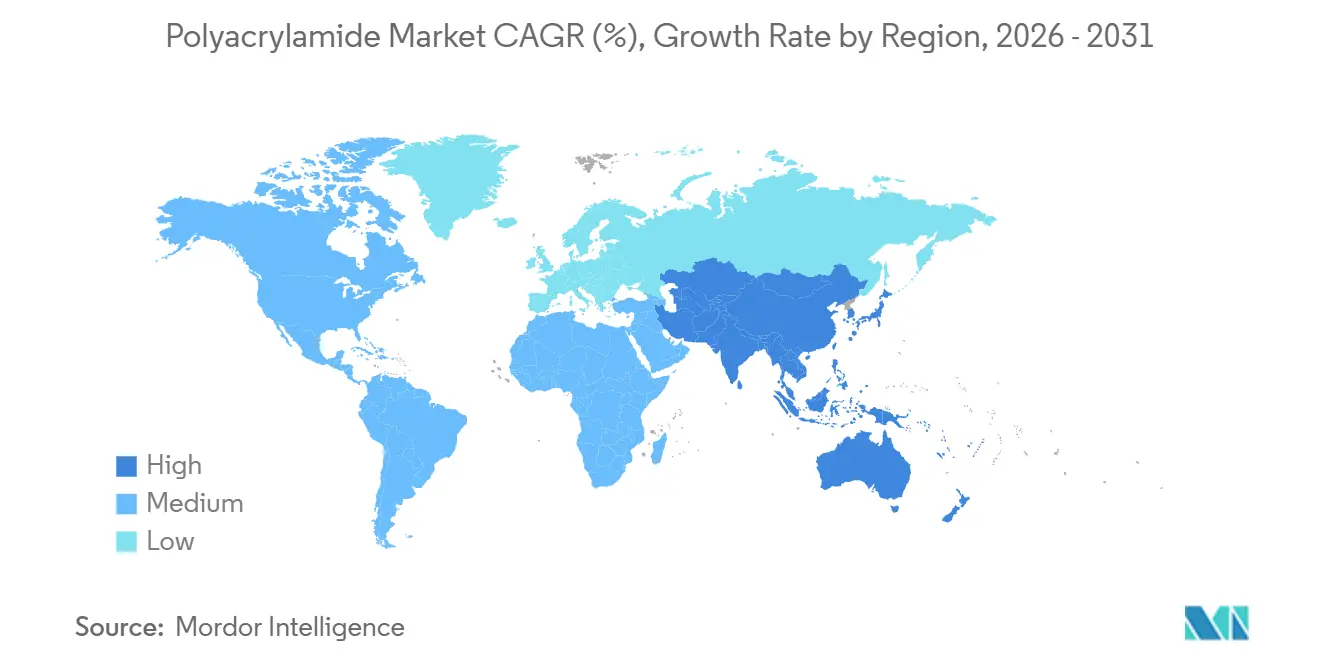 Polyacrylamide Market CAGR (%), Growth Rate by Region