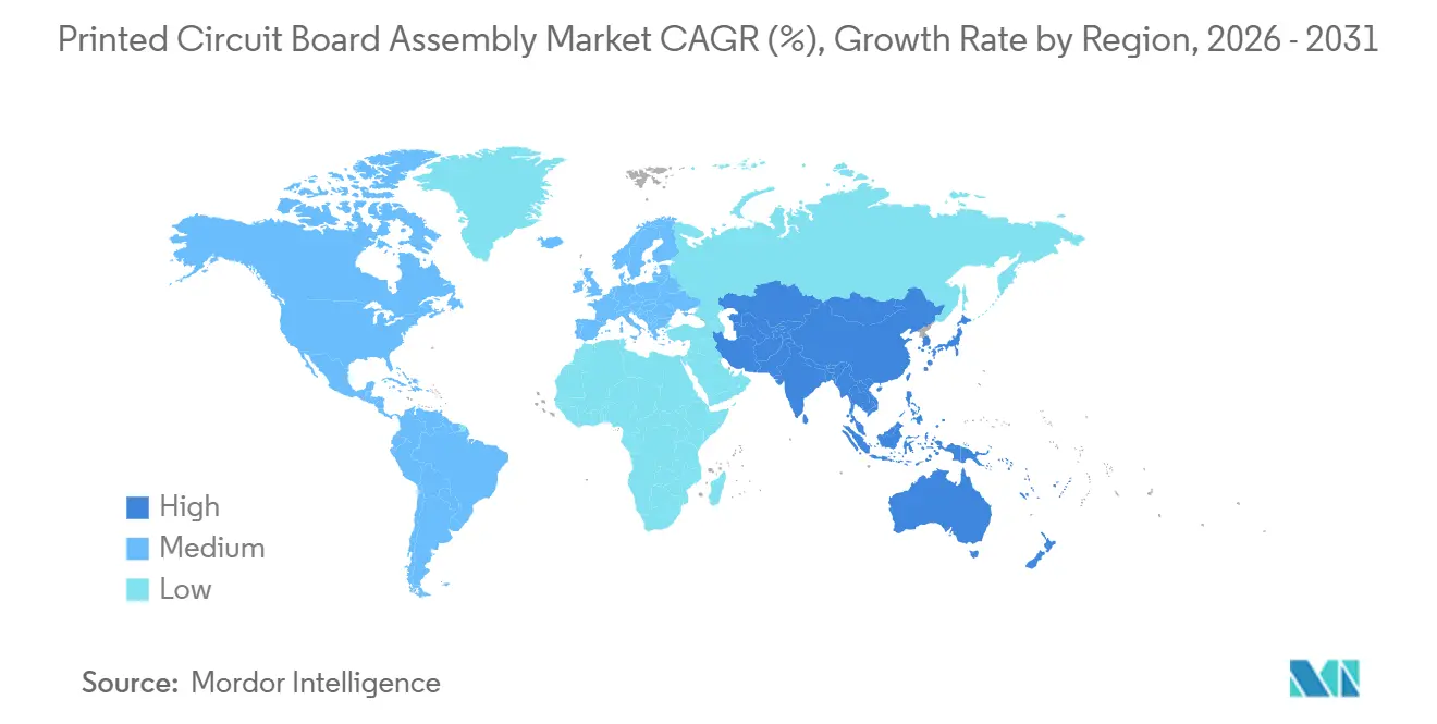 Printed Circuit Board Assembly Market CAGR (%), Growth Rate by Region