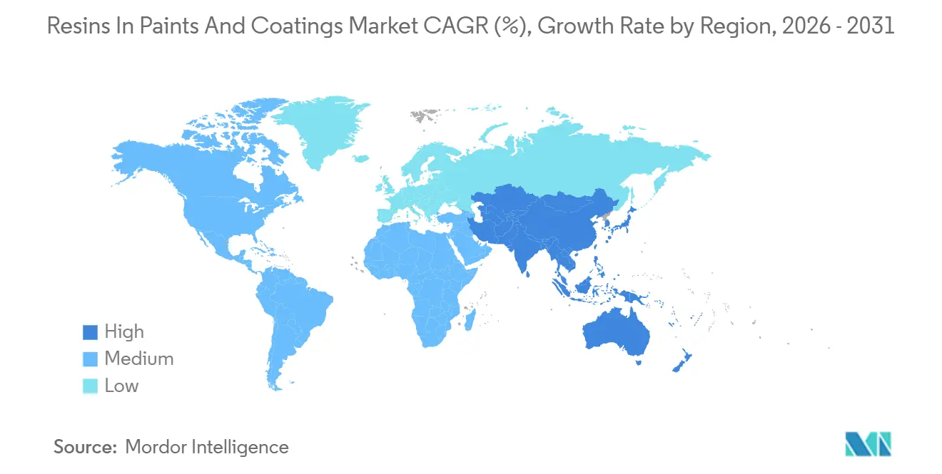 Resins In Paints And Coatings Market CAGR (%), Growth Rate by Region