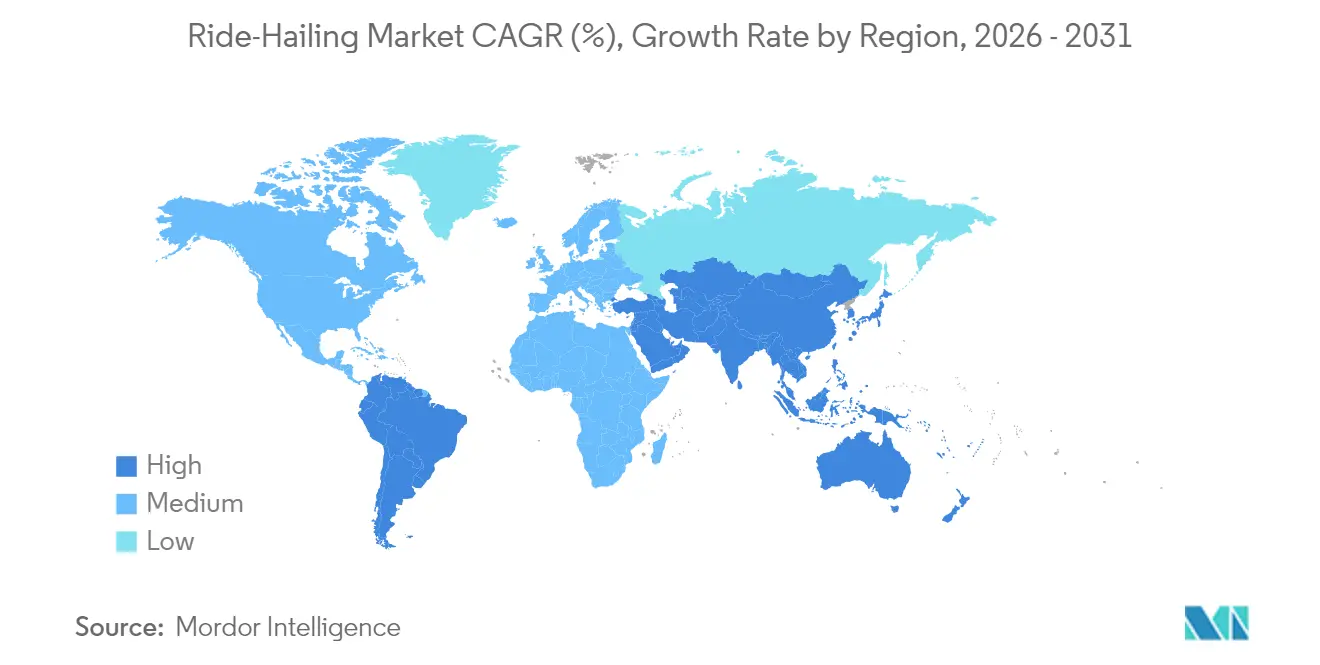 Ride-Hailing Market CAGR (%), Growth Rate by Region